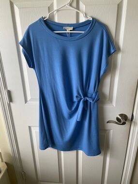 Women's Blue Tie-Waist Short Sleeve dress
